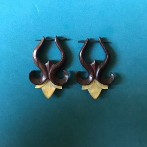 NEW wooden mother of pearl earrings boho